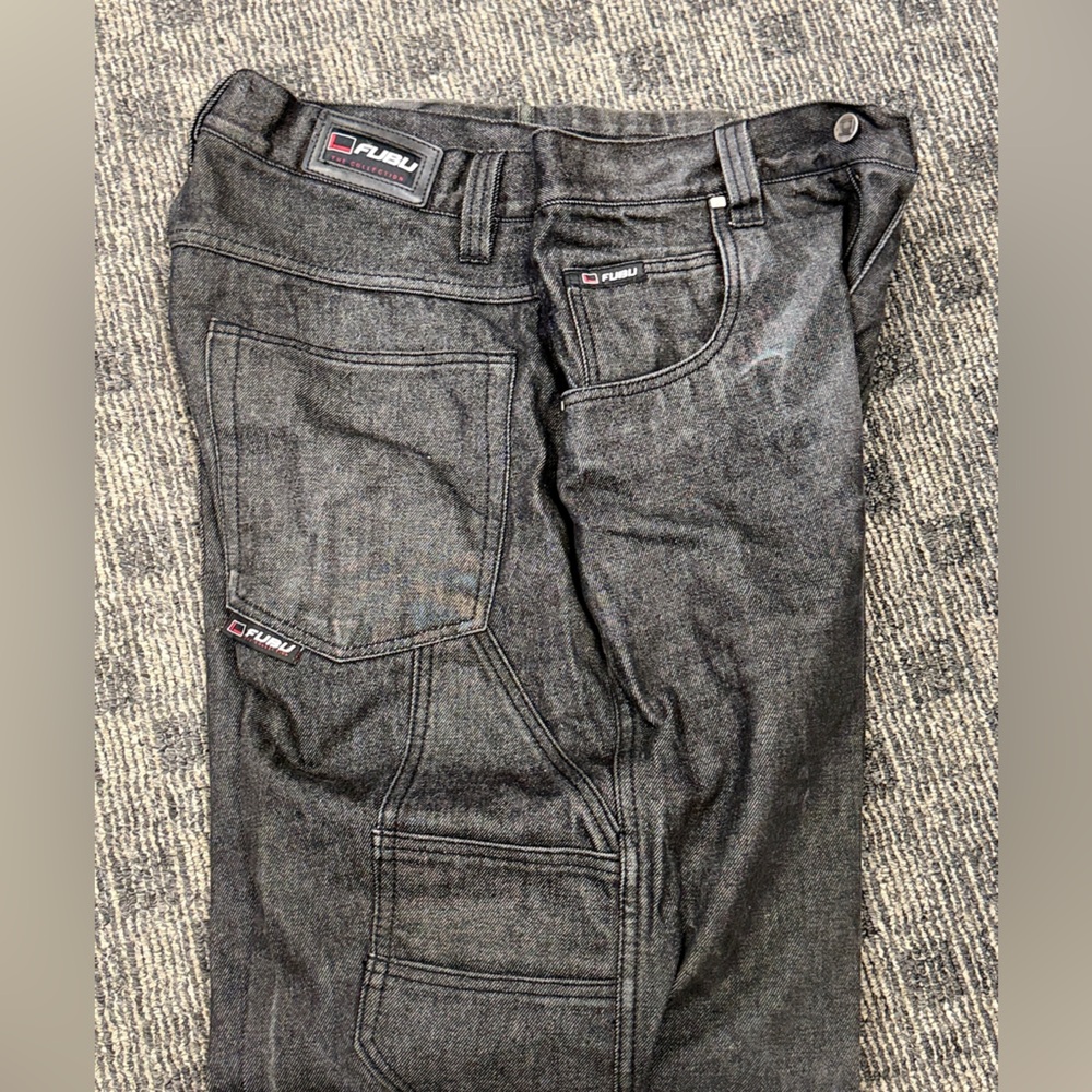 VTG FUBU Dark Gray‎ Men's Relaxed Denim Cargo Jeans 34/34